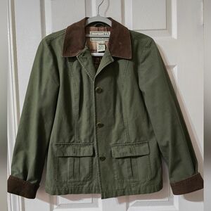 Vintage L.L. Bean Chore/Barn Jacket, Olive Green w/ Brown Corduroy Collar, EUC!